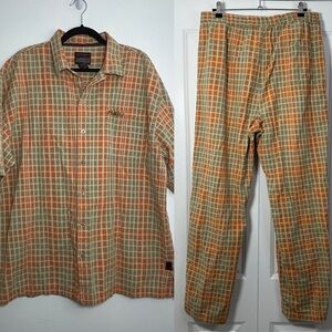 Fubu Vintage Men’s Plaid Short Sleeve Button Down Shirt & Pants Size L & 2XL